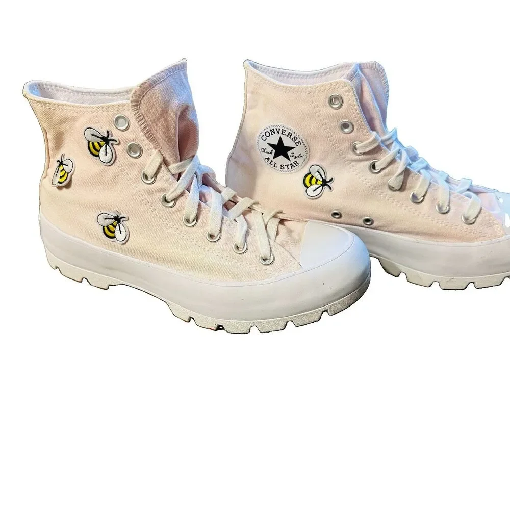 Converse Shoe Women SZ 10 Chuck Taylor All Star High Top Light Pink Sneaker Bees